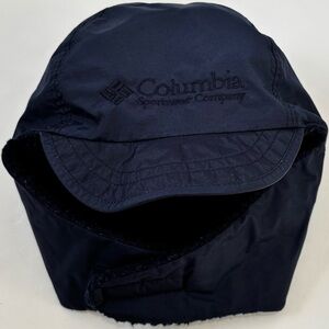 Columbia Youth L/XL navy sherpa lined trapper hat ear flap cap ski/snowboard